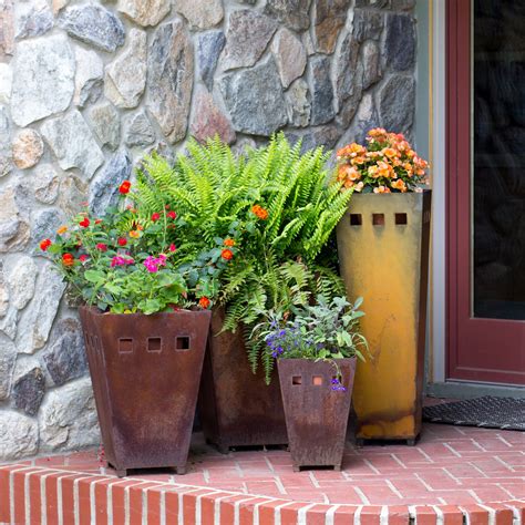 rustic metal planter boxes|rustic flower pots for outdoors.